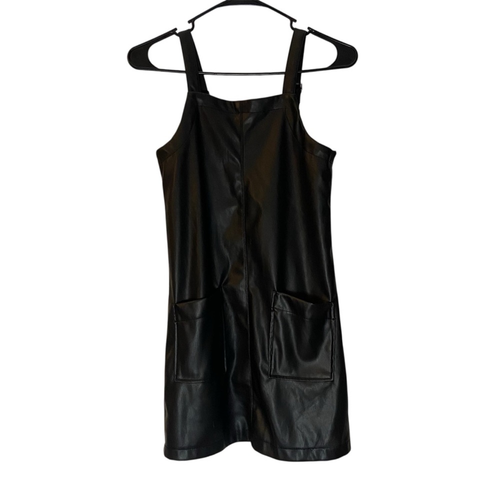 Girls Paisley Lane Black Faux Leather Dress with Pockets size 12 - A1